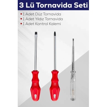 ® Yeni Ürün 3lü Tornavida Seti (düz Tornavida + Yıldız Tornavida + Kontrol Kalemi)