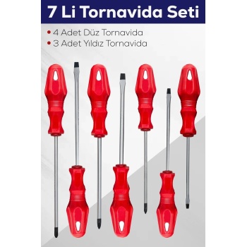 ® Yeni Ürün 7li Tornavida Seti (4 Adet Düz Tornavida 3 Adet Yıldız Tornavida)