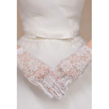 ® Yeni Ürün Beyaz Renk Kısa Dantelli Eldiven