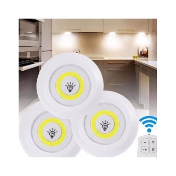 ® Yeni Ürün Uzaktan Kumandalı 3 Lü Spot Led Lamba Kablosuz Pilli Işıldak