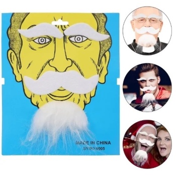 ® Yeni Ürün Beyaz Renk Kendinden Yapışkanlı Takma Sakal Bıyık Ve Kaş Seti