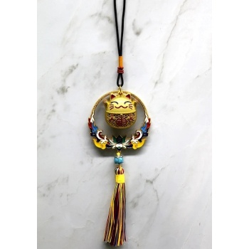 ® Yeni Ürün Renkli Püsküllü Şans Kedisi Feng Shui Askılık