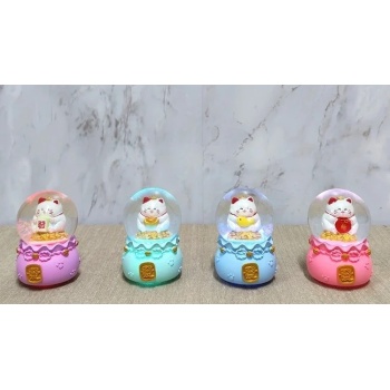 ® Yeni Ürün Şans Kedisi Işıklı Kar Küresi