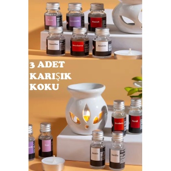 ® Yeni Ürün 3 lü Aromaterapi Uçucu Yağ Seti ve Seramik BuhurdanlıkRahatlatıcı Oda Kokusu & Spa Deneyimi