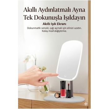 ® Yeni Ürün Dokunmatik led ışıklı makyaj aynası dikdörtgen 3 renk ışık LED MASA AYNASI