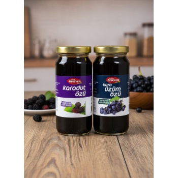 ® Yeni Ürün Özseven 2li Meyve Özleri Paketi (Karadut Özü 300gr + Kara Üzüm Özü 300gr)