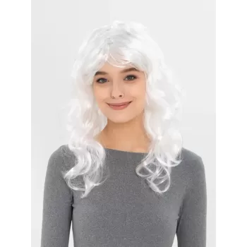 ® Yeni Ürün Beyaz Renk Kahküllü Dalgalı Uzun Parti Peruğu