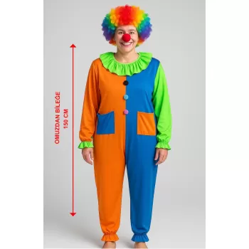 ® Yeni Ürün Palyaço Kostüm Seti 150 Cm (peruk + Burun + Kostüm)