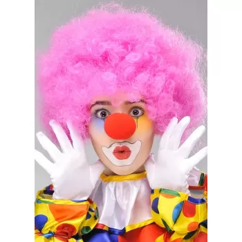 ® Yeni Ürün Pembe Renk Kıvırcık Bonus Peruk Ve Kırmızı Burun Seti