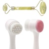 Biomak® 2li Set Çift Taraflı Cilt Temizleme Fırçası ve Yeşim Taşı Çift Taraflı Cilt Masaj Aleti