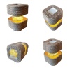 Biomak® Masa Lambası - Bahçe Lambası Halat Jüt İp Dekorlu Pilli Ledli Beton Aydınlatma