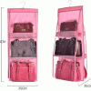 6 Gözlü Pratik Dolap İçi Çanta Askılığı/Organizer (Pembe)