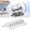 Biomak Beyaz - 2 Adet 8 Bölmeli Tencere Kapak Rafı - Simple Tabaklık - Kapak Organizeri