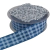 Biomak® Tafta Ekoseli Kurdele 25 mm İndigo 5 Metre