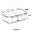 Biomak® 2 Bölmeli Sızdırmaz Contalı Kilitli Kapaklı 1 Litre Erzak Saklama Kabı -LC505