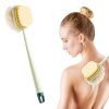 Biomak®  2si 1 Arada Çift Taraflı Uzun Saplı Fırçalı Banyo Vücut Sırt Fırçası Banyo Lifi