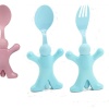 Biyomak® Bebek Figür Standlı Çatal Kaşık Set 2 Si 1 Arada