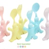 Biyomak® Bebek Figür Standlı Çatal Kaşık Set 2 Si 1 Arada
