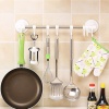 Biyomak® 6 Serbest 2 Sabit Kancalı Vantuzlu Banyo Mutfak Havlu Askılığı