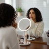 Biyomak®  LED Işıklı Yuvarlak Makyaj Aynası – Dokunmatik Ayarlanabilir Işık Tonlu, 360° Döner Masaüstü Profesyonel Makyaj ve Cilt Bakım Aynası
