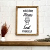Biyomak® Banyo Welcome Please Seat Yourself Ahşap Çerçeve