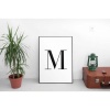 Biyomak® M Harfli Yazılı Siyah Çerçeveli Ahşap Duvar Tablosu