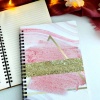 Biyomak® Pembe Gold Mermer Desen Baskılı Ahşap Defter