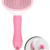 ® Yeni Ürün Kedi Köpek Tüy Toplayıcı Kendini Temizleyebilen Ergonomik Saplı Evcil Hayvan Tarağı Pembe