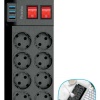 ® Yeni Ürün Isıya Dayanıklı Termal Akım Korumalı 2 Metre 16A 4000W 8li Priz ve 3 Usb Li Uzatma Kablosu