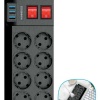 ® Yeni Ürün Isıya Dayanıklı Termal Akım Korumalı 2 Metre 16A 4000W 8li Priz ve 3 Usb Li Uzatma Kablosu
