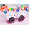 ® Yeni Ürün Happy Birthday Yazılı Beyaz Fuşya Renk Parti Gözlüğü 12x7 Cm