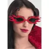 ® Yeni Ürün Siyah Boynuzlu Kırmızı Renk Alevli Parti Gözlüğü 21x10 Cm
