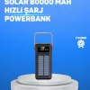 ® Yeni Ürün 80000 Mah Yüksek Kapasiteli Powerbank Göstergeli Solar Şarj Cihazı