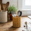 ® Yeni Ürün Yuvarlak Hasır Dokulu Plastik Rattan Kaşıklık & ÇatallıkAskılı Kendiliğinden Tutmalı Çok Amaçlı Mutfak Organizeri