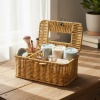 ® Yeni Ürün Bölmeli Kapaklı Doğal Rattan Görünümlü Hasır Makyaj, Takı ve Havlu DüzenleyiciPeçetelikli Çok Amaçlı Masaüstü Organizer Sepet