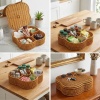 ® Yeni Ürün Kapaklı 5 Bölmeli Plastik Rattan Organizer KutuHasır Desenli Çok Amaçlı Saklama ve Sunum Sepeti Çerezlik