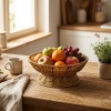 ® Yeni Ürün 25 cm Plastik Rattan Servis ÇanağıDoğal Hasır Görünümlü Dekoratif Meyve, Ekmek ve Sunum Kasesi