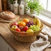 ® Yeni Ürün 31 cm Plastik Rattan Servis ÇanağıDoğal Hasır Görünümlü Dekoratif Meyve, Ekmek ve Sunum Kasesi