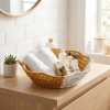 ® Yeni Ürün Çiçek Model Çift Renkli Plastik Rattan Ekmek ve Meyve SepetiÇok Amaçlı Banyo ve Mutfak DüzenleyiciYıkanabilir Organizer