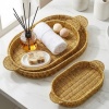 ® Yeni Ürün İç İçe Geçebilen 3’lü Oval Plastik Rattan Tepsi Seti–Hasır Görünümlü Çok Amaçlı Servis ve Sunum Tepsileri