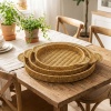 ® Yeni Ürün İç İçe Geçebilen 3’lü Yuvarlak Plastik Rattan Tepsi Seti–Hasır Görünümlü Çok Amaçlı Servis ve Sunum Tepsileri