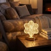 BUFFER® Çiçek Model Kristal LED Masa Lambası – Dokunmatik, 3 Renk Işık Modlu, Şarjlı Mini Dekoratif Gece Lambası