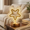 BUFFER® İçi Boş Yıldız Şeklinde Kristal LED Masa Lambası – Dokunmatik, 3 Renk Işık Modlu, Şarjlı Mini Dekoratif Gece Lambası