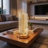 BUFFER® Dalgalı Silindirik Kristal Çizgili Model LED Masa Lambası – Gold Tabanlı, Dokunmatik, 3 Renk Işık Modlu, Şarjlı Modern Dekoratif Gece Lambası