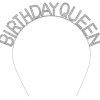 ® Yeni Ürün Gümüş Renk Kristal Taşlı Parlak Birthday Queen Yazılı Kraliçe Taç 16x17 Cm