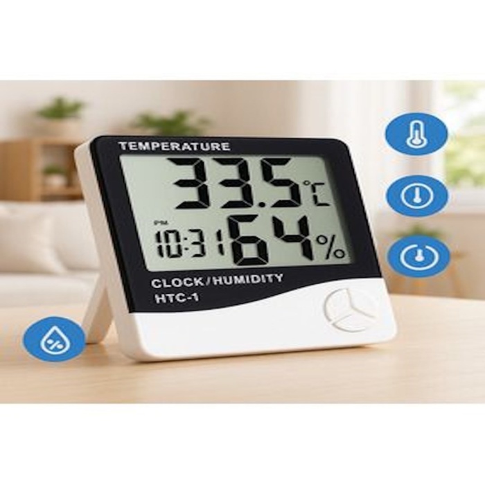 ® Yeni Ürün Akıllı Dijital Nem Sıcaklık Ölçer Termometre Masa Saati Fonksiyonel Ev Oda Ortam Dijital Sensörlü