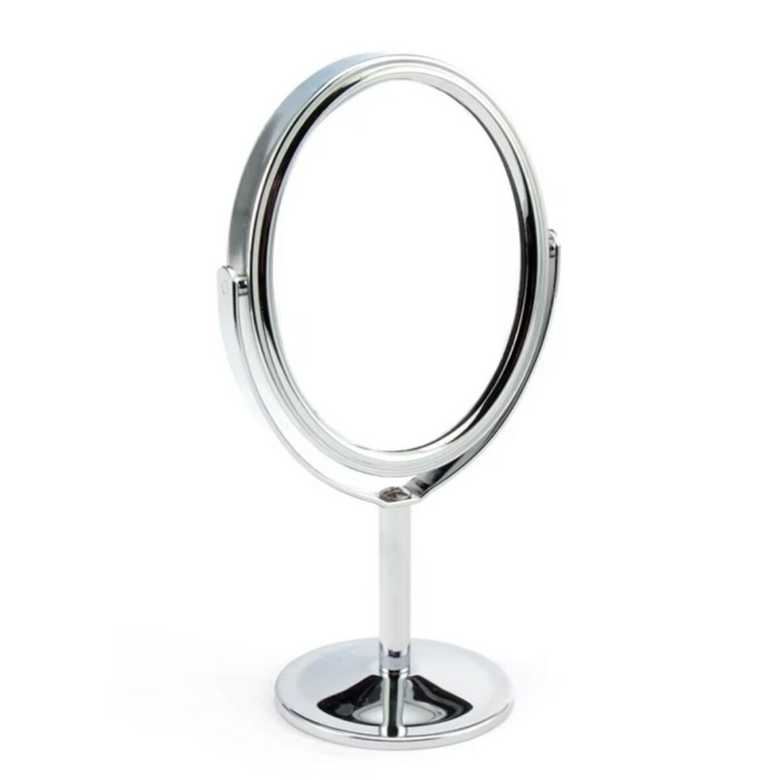 ® Yeni Ürün Oval Masaüstü Ayaklı 360° Dönebilen, İşyeri, Seyahat İçin Mini Krom Ayna 15X25CM