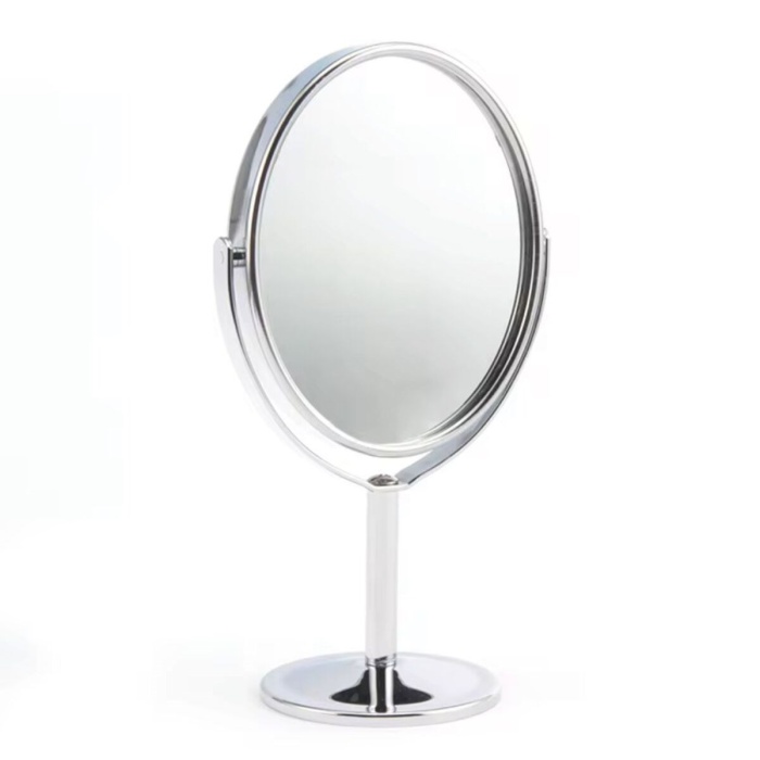 ® Yeni Ürün Oval Masaüstü Ayaklı 360° Dönebilen, İşyeri, Seyahat İçin Mini Krom Ayna 15X25CM