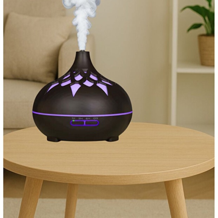 Aroma Difüzör Gece Işığı 7 Led DESENLİ Nemlendirici Kumandalı Buhar Makinesi 550 ml