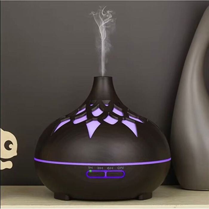 Aroma Difüzör Gece Işığı 7 Led DESENLİ Nemlendirici Kumandalı Buhar Makinesi 550 ml